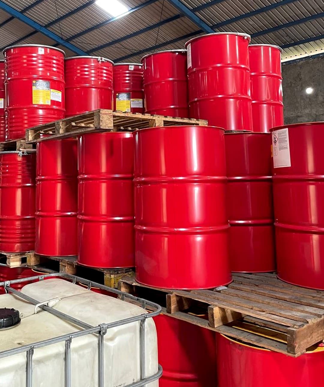Shell 209-litre drums in the warehouse of PT Harapan Utama Motor